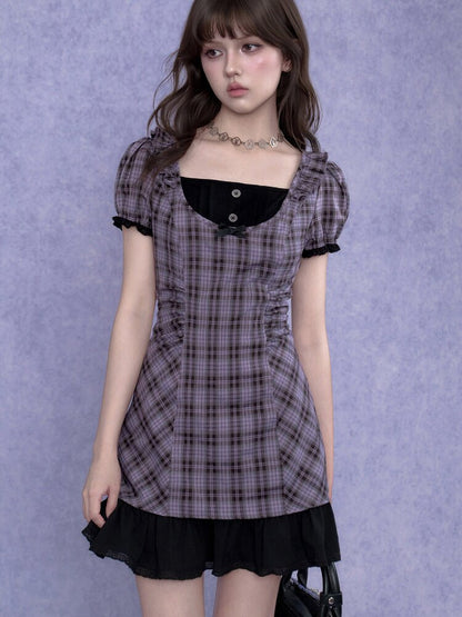 Purple Halter Halter Two Piece Dress【s0000017687】
