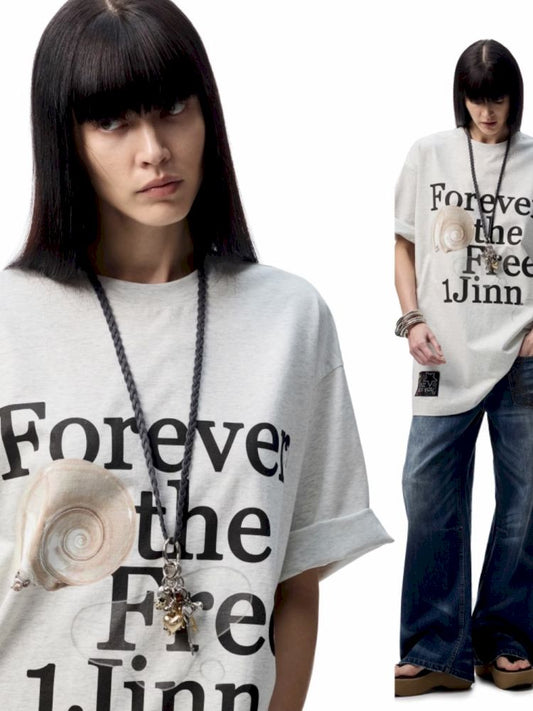 Floral letter print oversize big t-shirt【s0000012400】