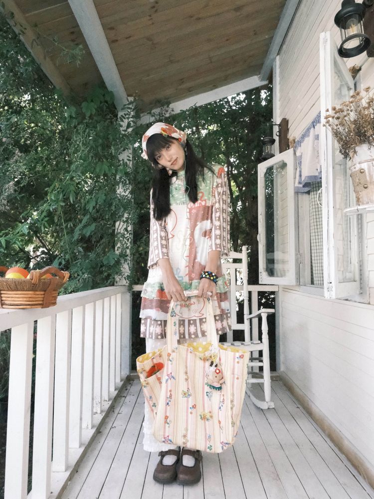 Color block print loose cake skirt【s0000012771】