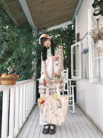 Color block print loose cake skirt【s0000012771】