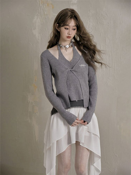 Fake Two Piece Knitted Cardigan【s0000007781】