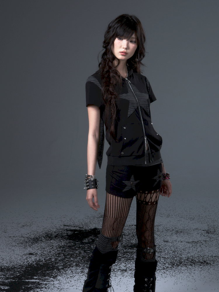 Stars Rabbit Ears Hooded Double Zipper Cardigan【s0000012442】