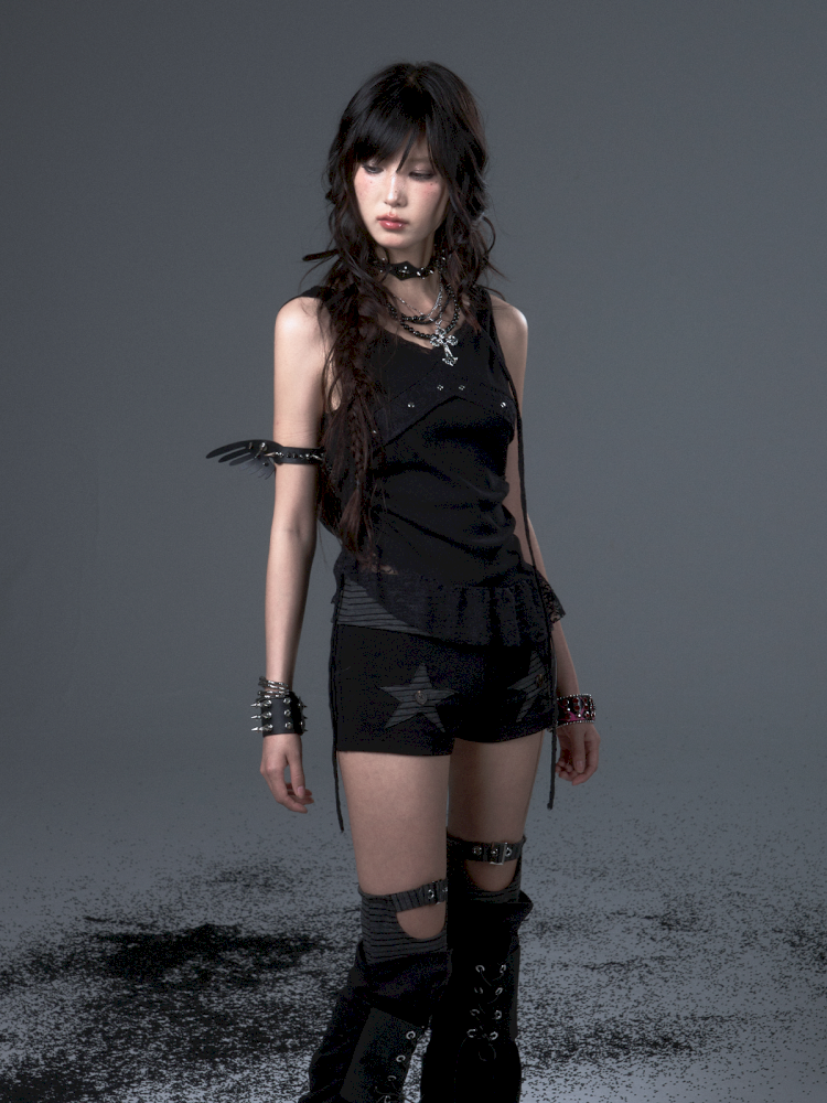 Lace Hooded Sleeveless Tank Top【s0000012339】