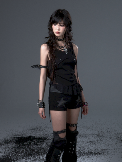 Lace Hooded Sleeveless Tank Top【s0000012339】