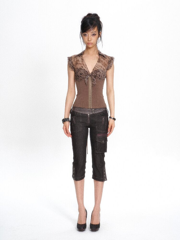 Silk Print Patchwork Corset Top【s0000017662】