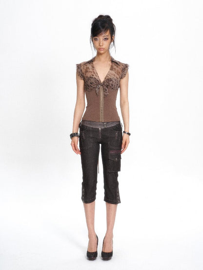 Silk Print Patchwork Corset Top【s0000017662】