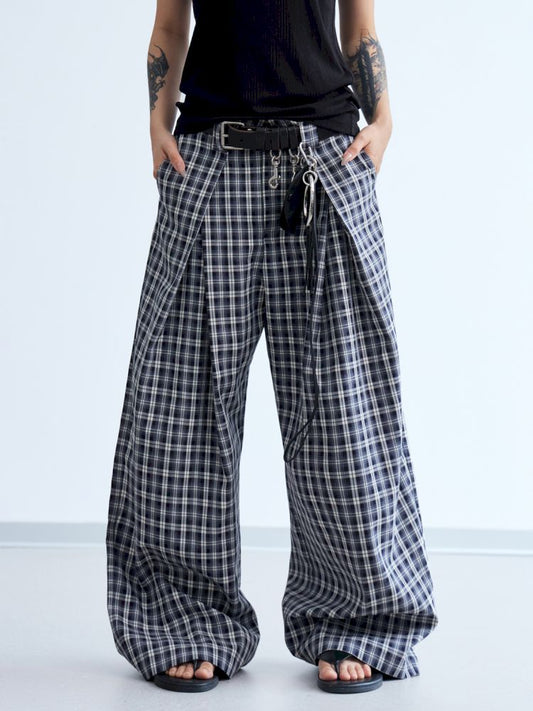 Plaid Wide Leg Casual Pants【s0000013199】