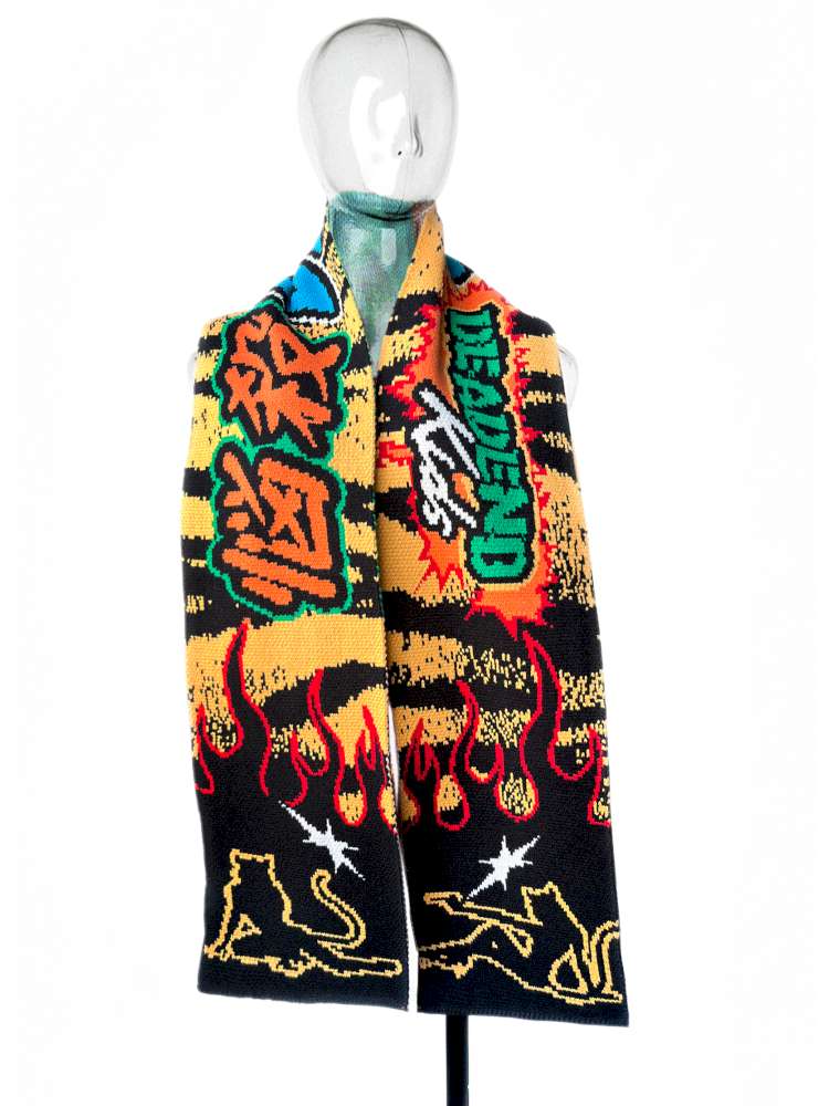 Tiger Print Knitted Scarf Contrast Y2K Trend【s0000014916】