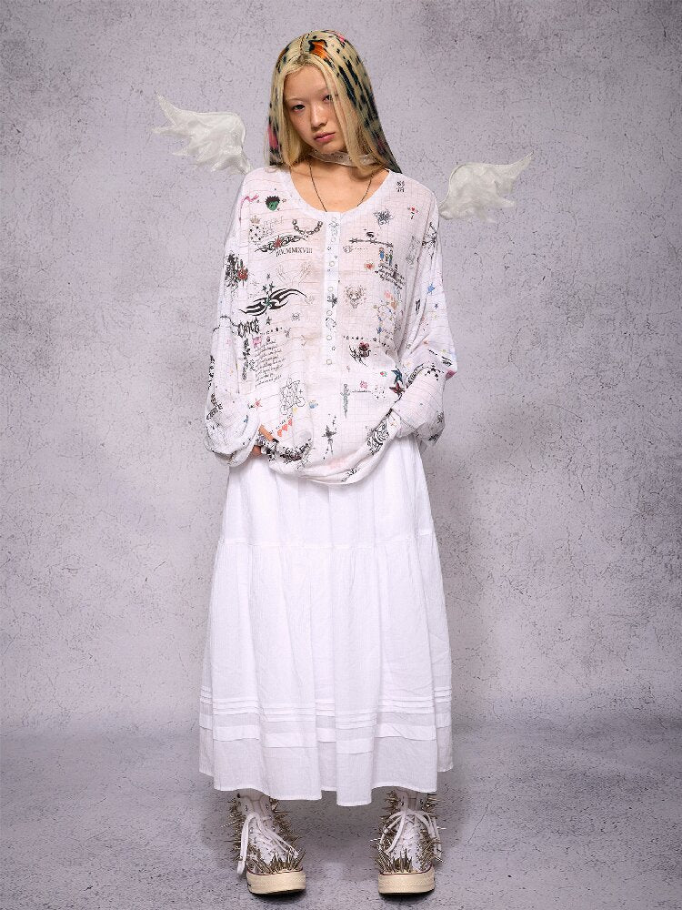 Manuscript Print Long Sleeve【s0000019143】