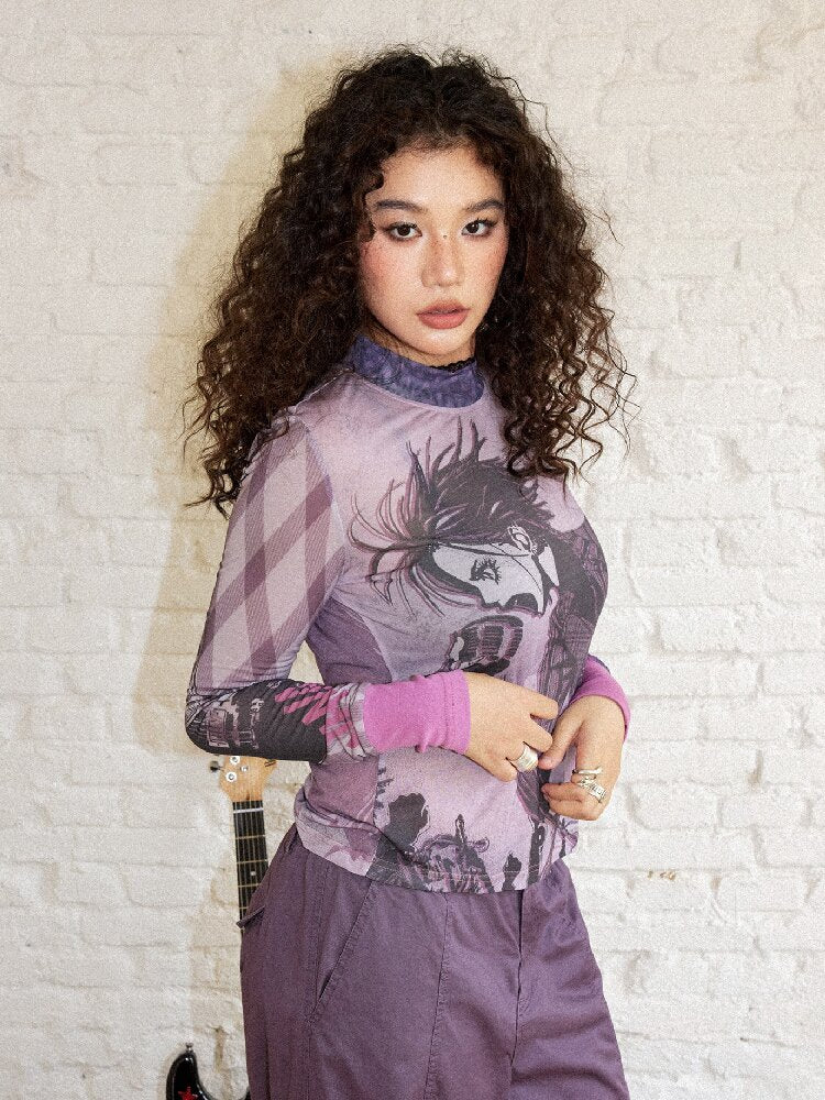 Plaid Polka Dot Patchwork Tops【s0000017896】