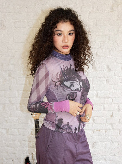 Plaid Polka Dot Patchwork Tops【s0000017896】