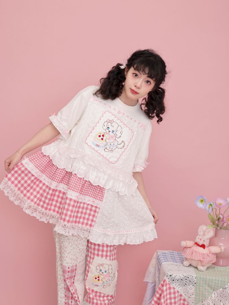 Embroidered Ribbon Lace T-Shirt【s0000012016】