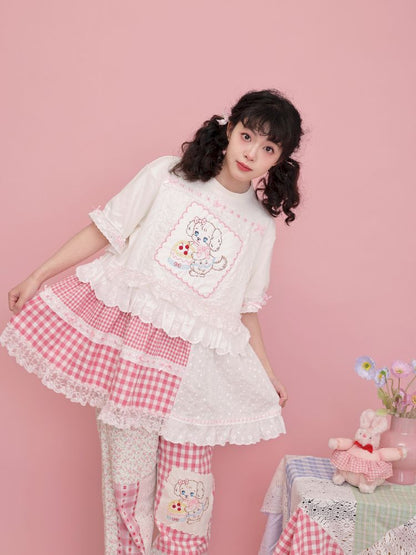 Embroidered Ribbon Lace T-Shirt【s0000012016】