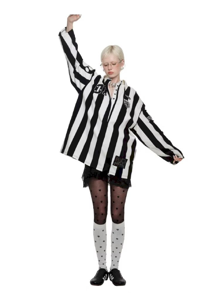 Black and white POLO Collar Ballgown【s0000011606】