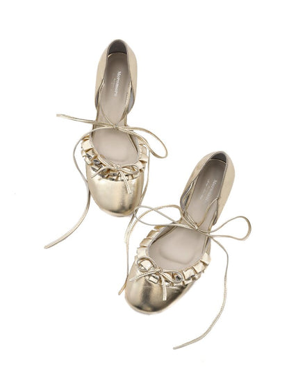 Ruffled Bow Lace Up High Heels【s0000016133】