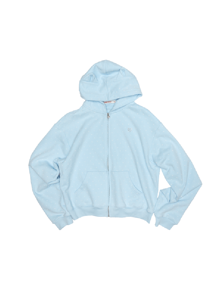 Cat's Paw Long Short Polka Dot Hooded Cardigan Sweatshirt Sweatpants Set【s0000011566】