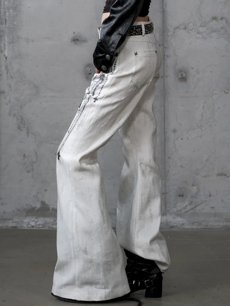 Denim Distressed Wide-Leg Pants【s0000013949】