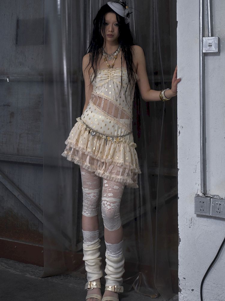 Lace Halter Neck Strapless Dress【s0000012786】