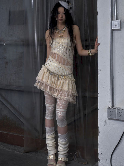 Lace Halter Neck Strapless Dress【s0000012786】