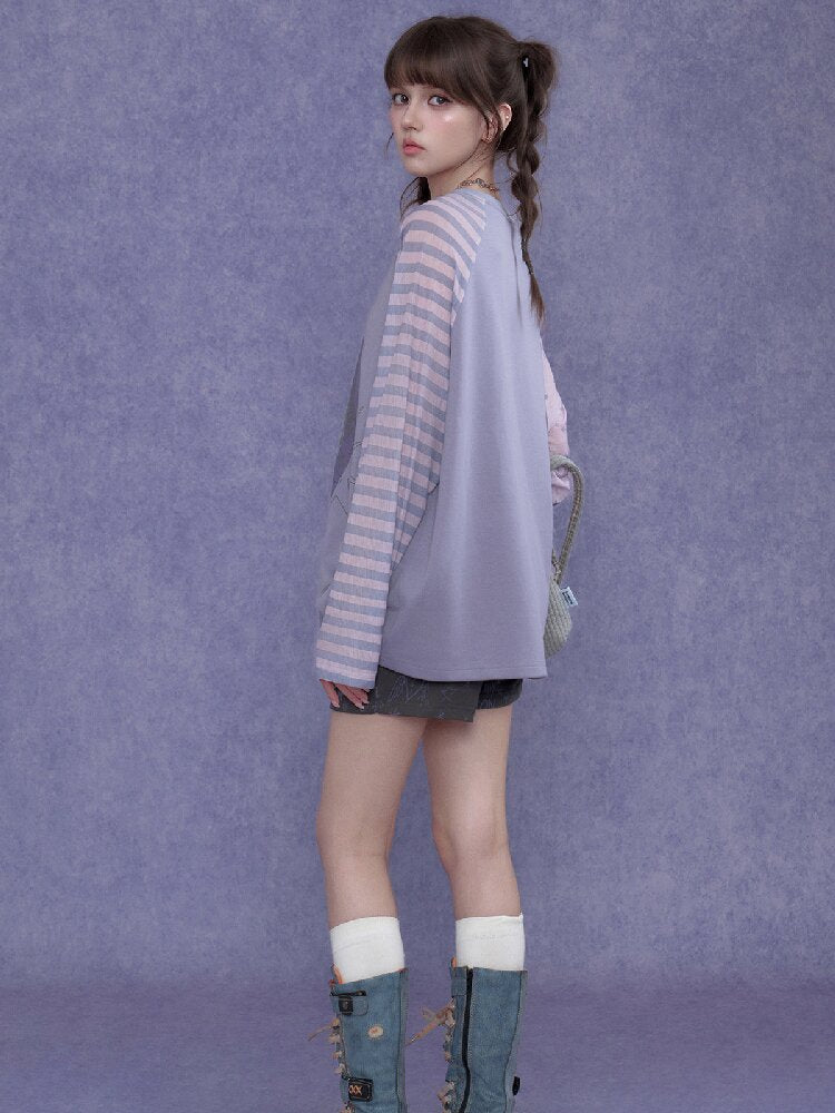 Doodle Print Raglan Sleeve T-Shirt【s0000017867】
