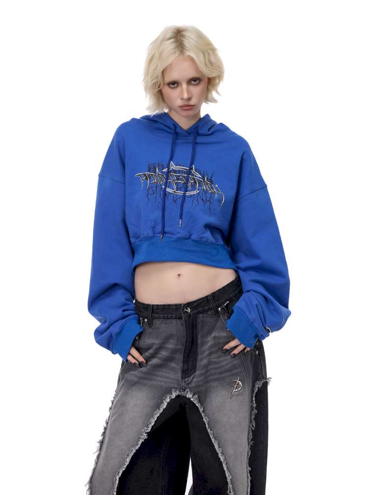 Thorn Print Backless Plush Hoodie【s0000015139】