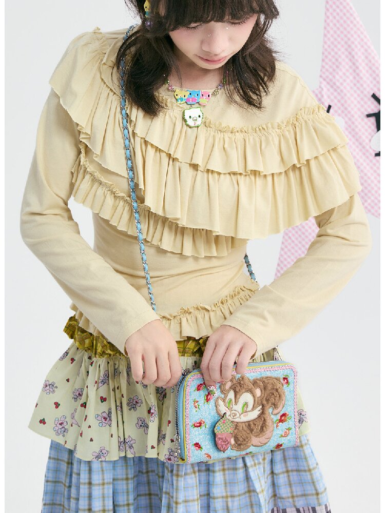 Plush Pine Cone Floral Crossbody Bag【s0000018374】