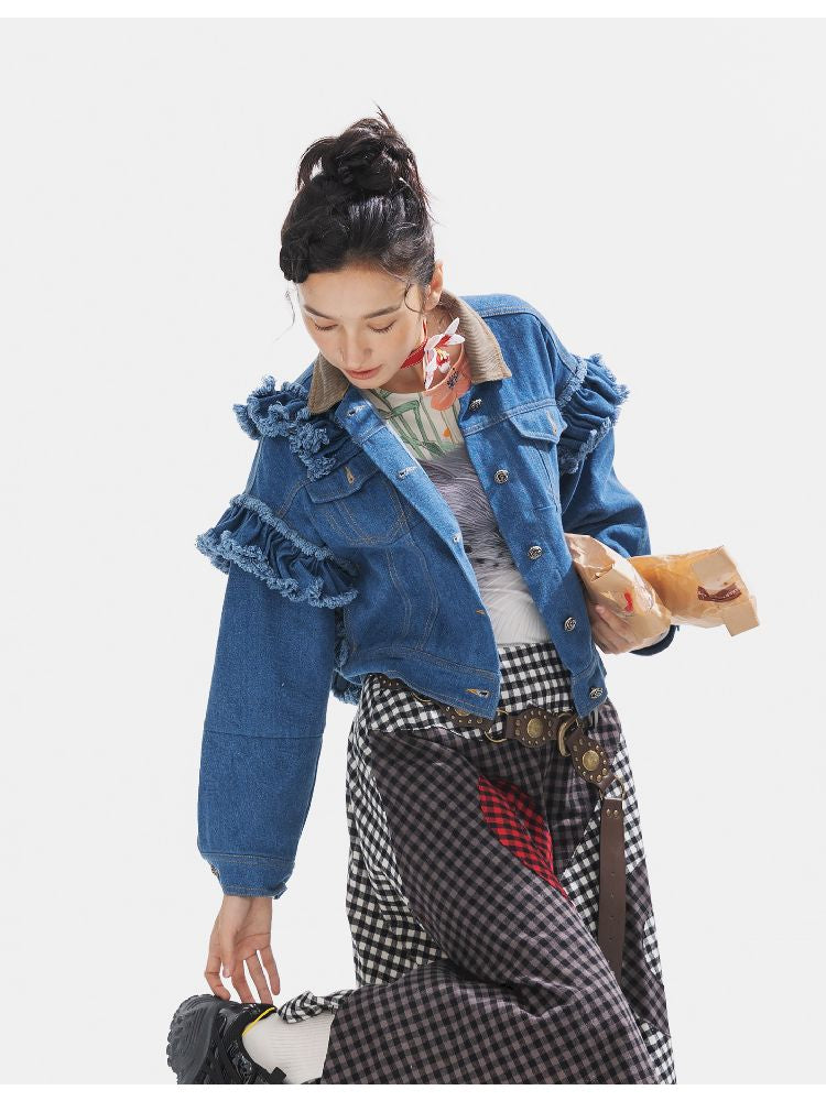 Plaid Denim Loose Trench Coat【s0000011319】