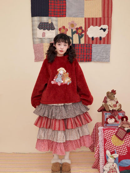 DOLL PATCH HOODED PLUSH JACKET [S0000010896]