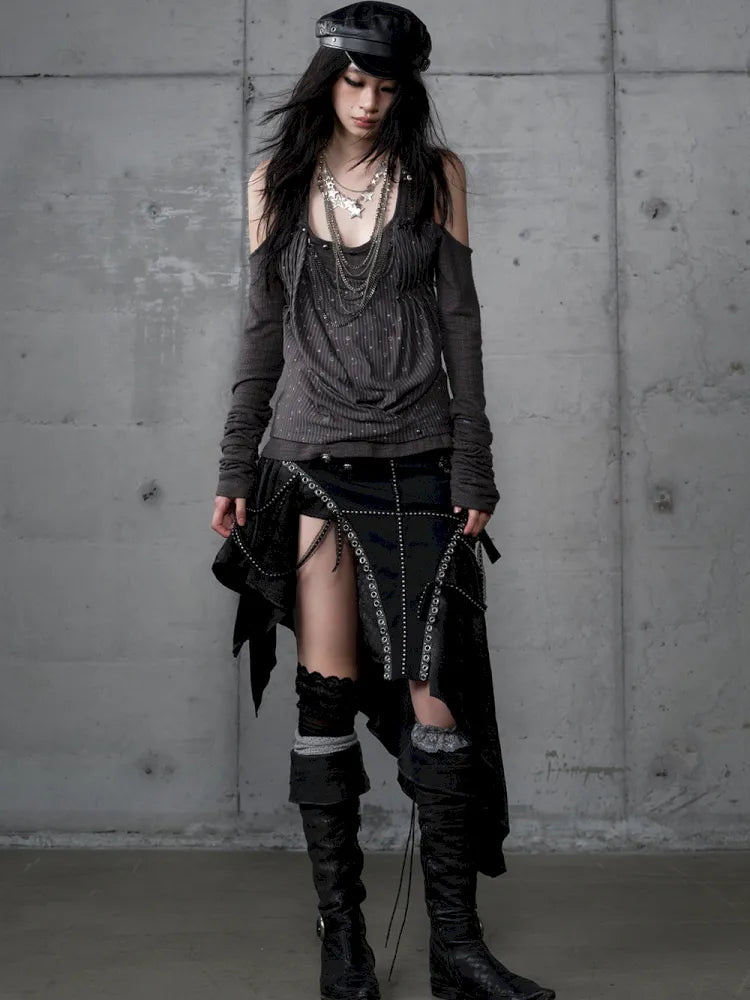 Off-Shoulder Long Sleeve Blouse【s0000014121】