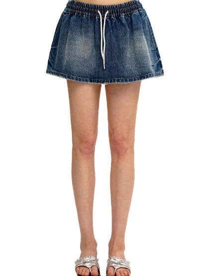 Elastic Waist Vintage Denim Skirt【s0000017430】
