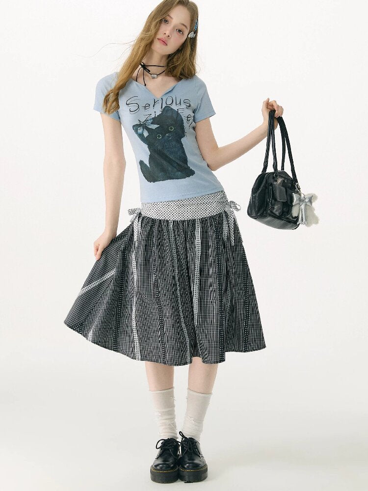 Retro Academy Plaid Polka Dot Skirt【s0000017154】