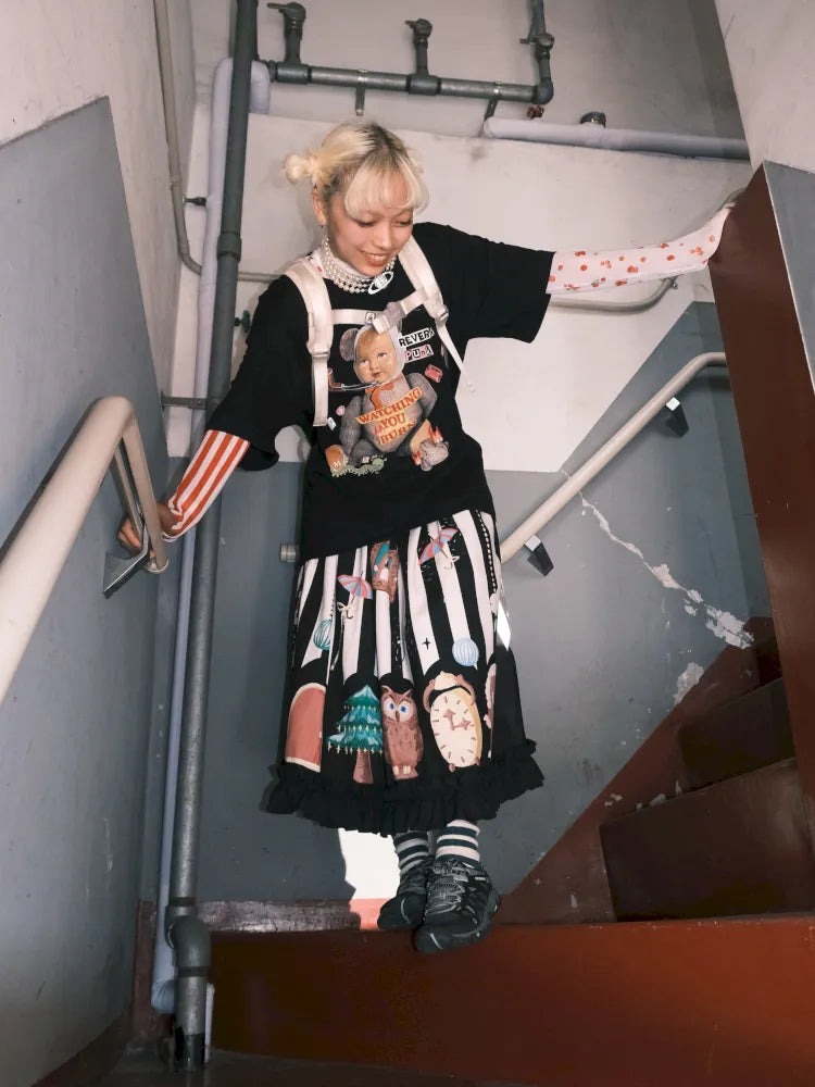 Whimsical Bear Mini-Figure Punk T-Shirt【s0000013930】