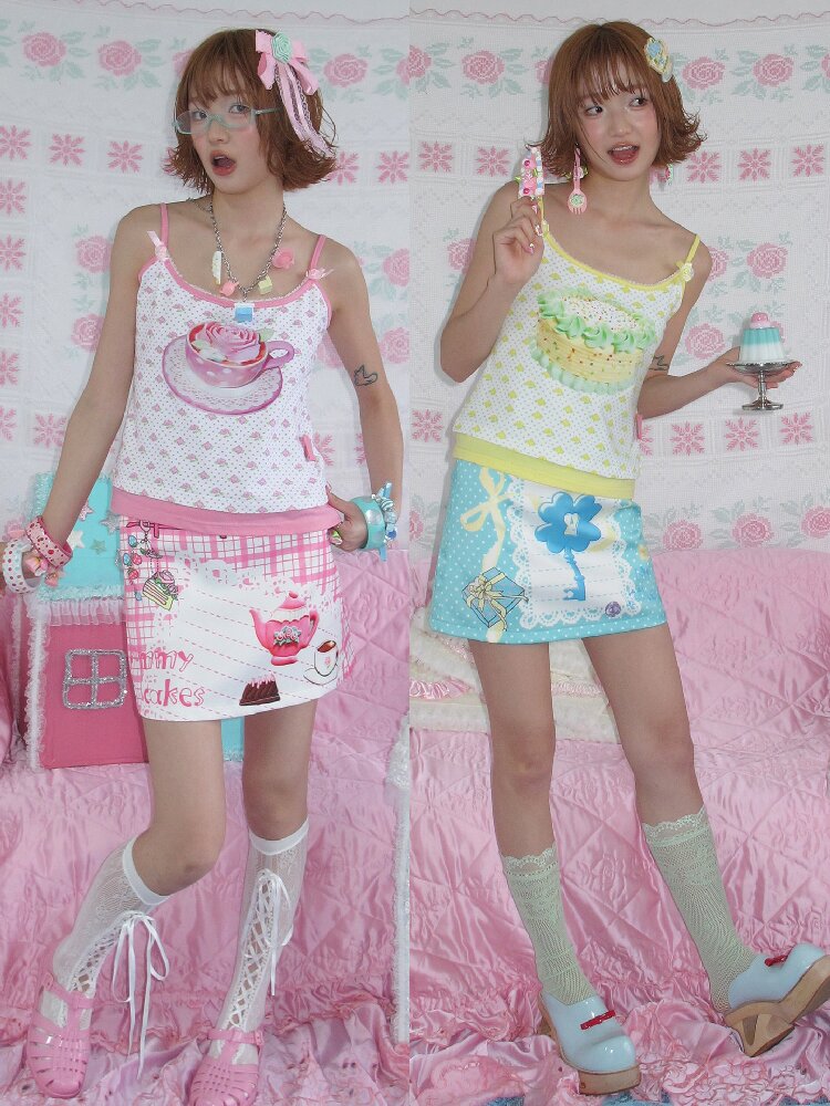 Printed Rose A Line Mini Skirt【s0000017457】