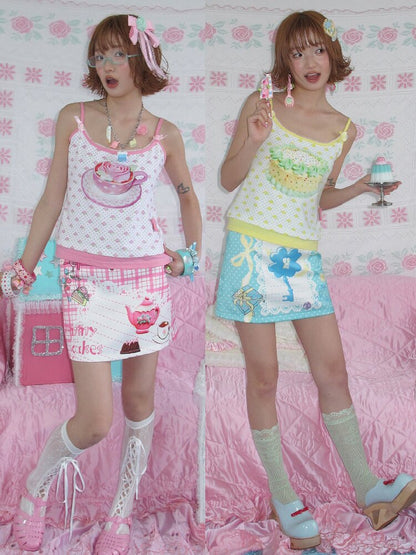 Printed Rose A Line Mini Skirt【s0000017457】