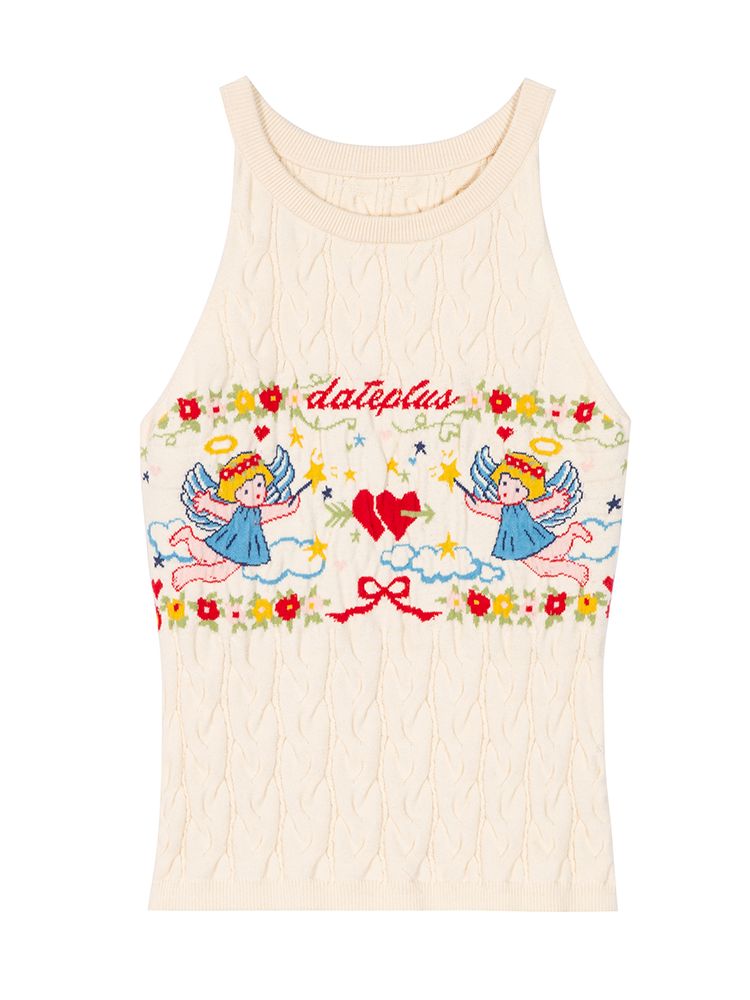 Angel Pattern Sleeveless Camisole Tank Top【s0000012007】