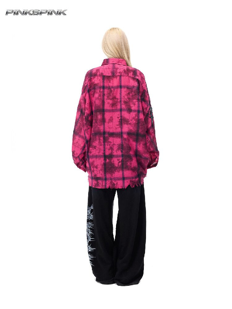 Electric Moon Riveted Plaid Shirt【s0000017724】