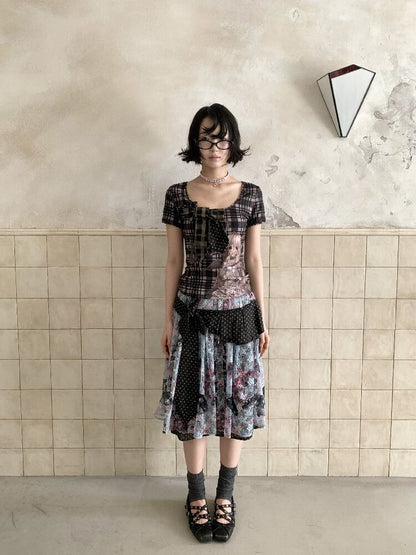 Jacquard Cross Vintage Maxi Skirt【s0000018085】
