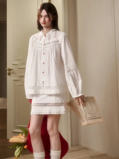 Natural Cotton Shirt Skirt Set【s0000014330】