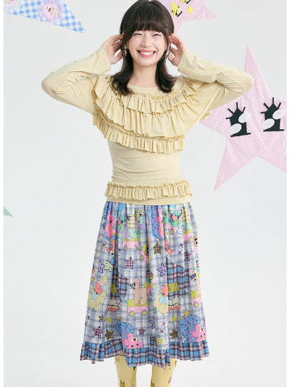 Plaid Ruffled High Waisted Skirt【s0000018369】