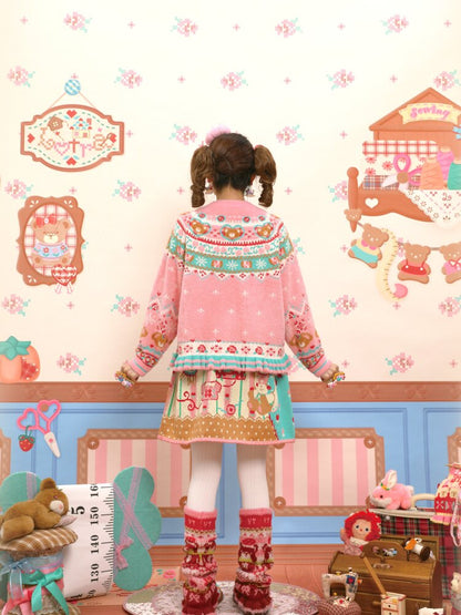 Red Pink Mink Wool Rabbit Cardigan【s0000015572】