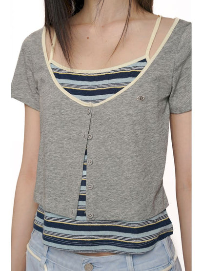 Short-sleeved cardigan slimming top【s0000012549】