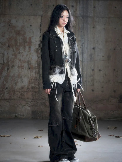 Patchwork Distressed Low-Rise Jeans【s0000013966】