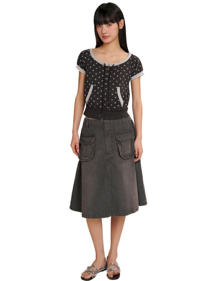 Double zipper one shoulder short sleeve t-shirt【s0000013430】