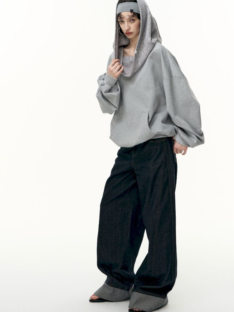 Ramped shoulder one-line collar loose pullover【s0000013735】