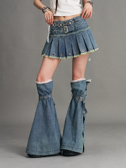 Lace Denim Strap Flared Leg Covers【s0000017774】