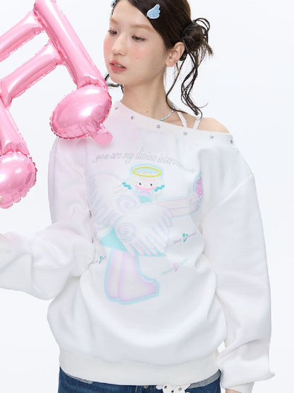 White Star Bead Shoulder Sweatshirt【s0000016384】