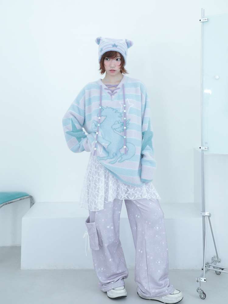 Dream Core Ghost Horse Knit V-Neck【s0000014687】