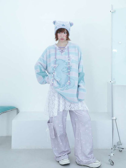 Dream Core Ghost Horse Knit V-Neck【s0000014687】