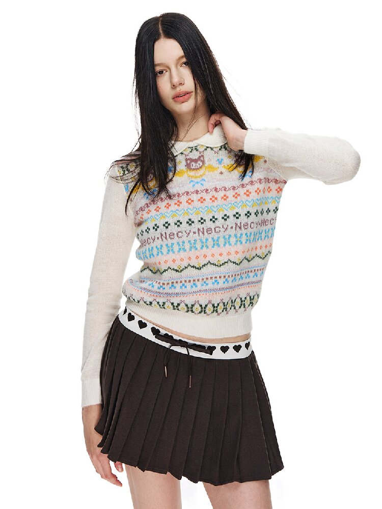 Love Waist Pleated A-Line Skirt【s0000015855】