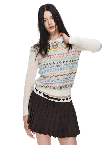 Love Waist Pleated A-Line Skirt【s0000015855】